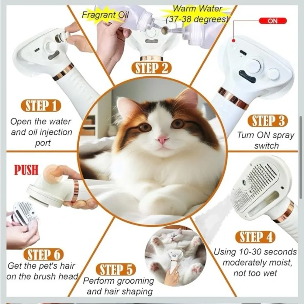 Pet Blow Dryer with removal, spray/mist/steamer brush